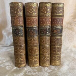 Antique 1757 Sir William Temple Works 4 Vol Set Gilt Leather